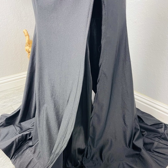 Amelia Couture Black Body Con Mermaid Off Shoulder Prom Event Elegant Slit Dress - Picture 5 of 8